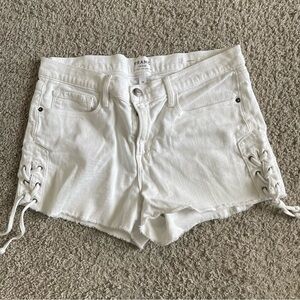 Frame Denim Le Cutoff Blanc Side Tie Shorts